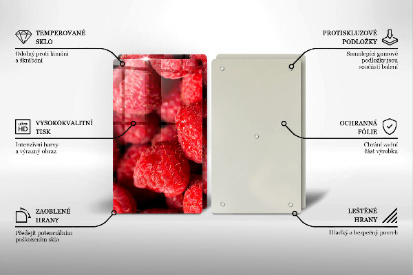 Tocător sticlă Fructe de zmeură