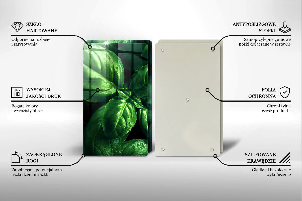 Tocător sticlă Frunze de busuioc