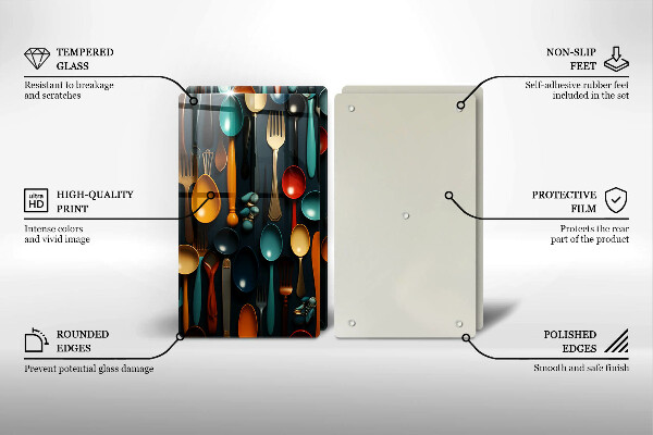 Tocător sticlă Linguri și furculițe colorate