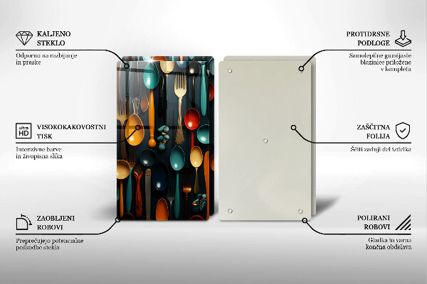 Tocător sticlă Linguri și furculițe colorate