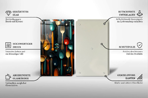 Tocător sticlă Linguri și furculițe colorate