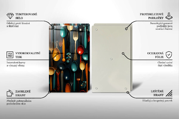 Tocător sticlă Linguri și furculițe colorate