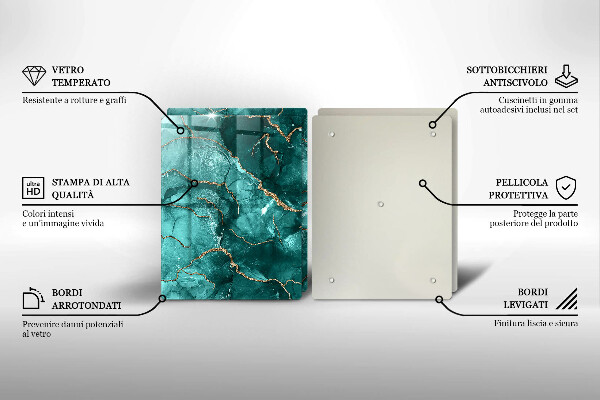 Tocător sticlă Marmură albastră