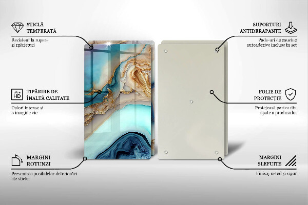 Tocător sticlă Marmură multicoloră