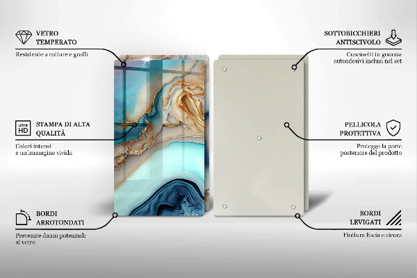 Tocător sticlă Marmură multicoloră