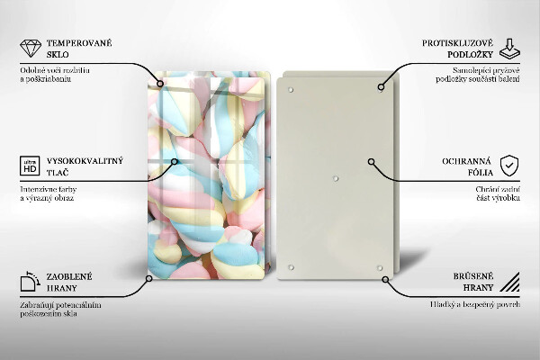 Tocător sticlă Bezele colorate