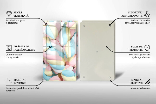 Tocător sticlă Bezele colorate