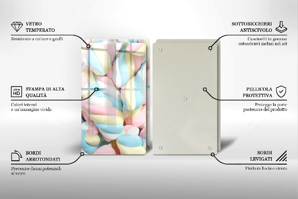 Tocător sticlă Bezele colorate