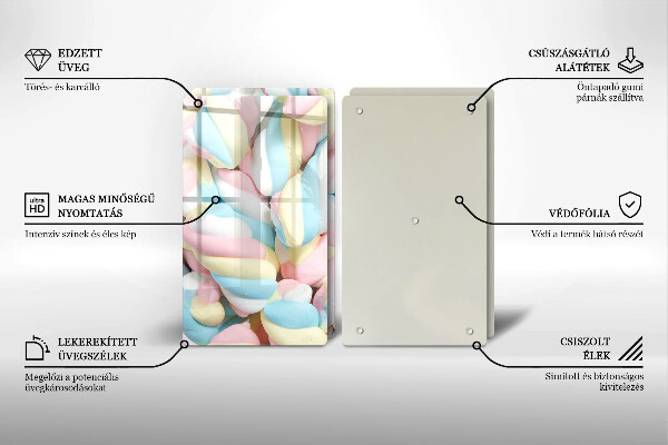 Tocător sticlă Bezele colorate