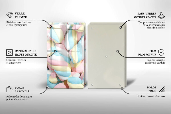 Tocător sticlă Bezele colorate