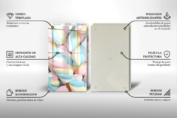 Tocător sticlă Bezele colorate