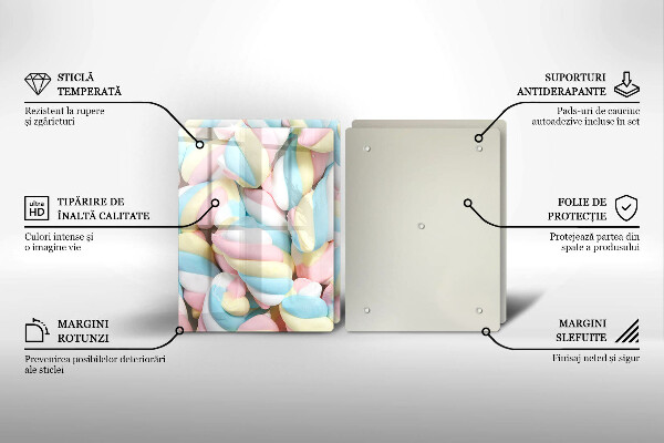 Tocător sticlă Bezele colorate