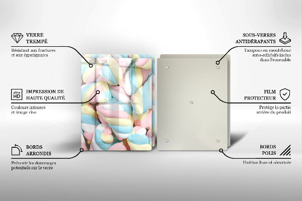 Tocător sticlă Bezele colorate