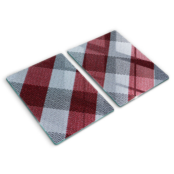 Tocător sticlă Model în carouri roșu și alb