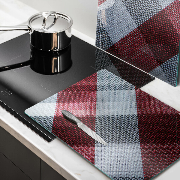 Tocător sticlă Model în carouri roșu și alb