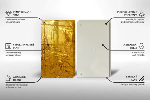 Tocător sticlă Textura aurie