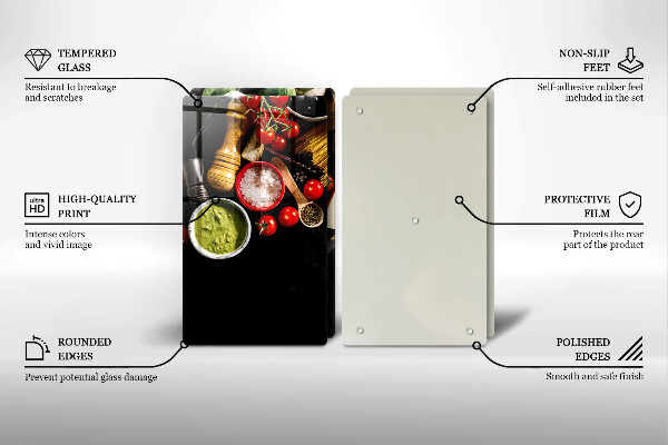 Tocător sticlă Ingrediente și condimente italiene