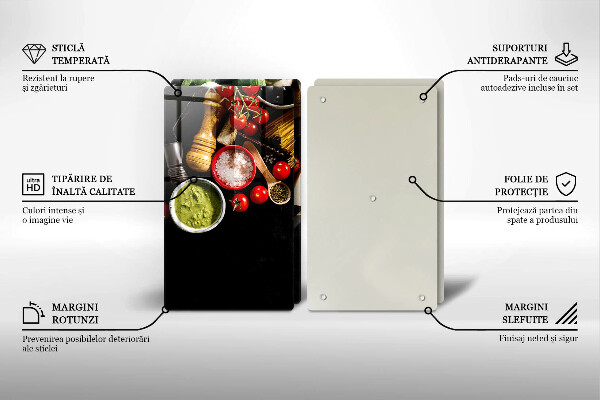 Tocător sticlă Ingrediente și condimente italiene