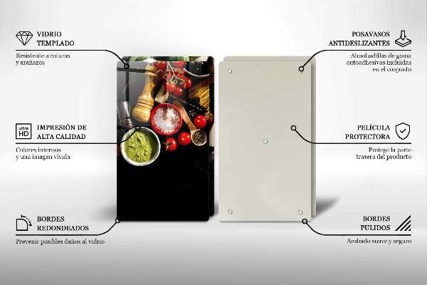 Tocător sticlă Ingrediente și condimente italiene