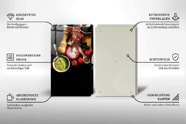 Tocător sticlă Ingrediente și condimente italiene