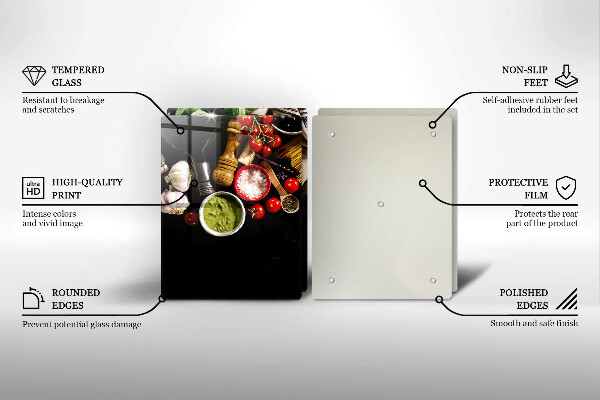 Tocător sticlă Ingrediente și condimente italiene