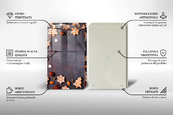 Tocător sticlă Crăciun turtă dulce