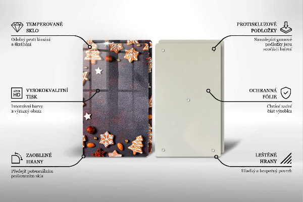 Tocător sticlă Crăciun turtă dulce