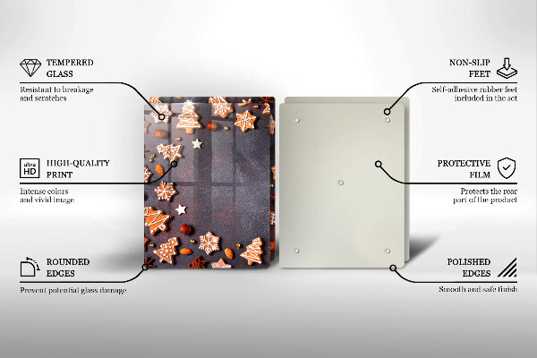 Tocător sticlă Crăciun turtă dulce