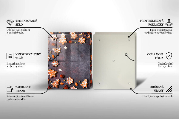 Tocător sticlă Crăciun turtă dulce