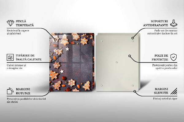 Tocător sticlă Crăciun turtă dulce