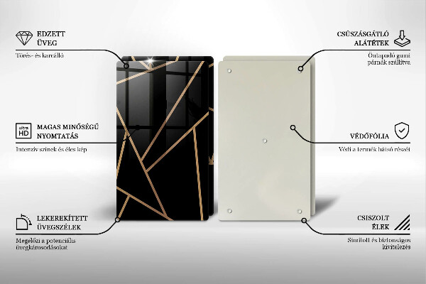Tocător sticlă Abstracția neagră
