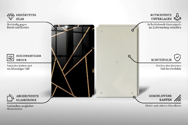 Tocător sticlă Abstracția neagră