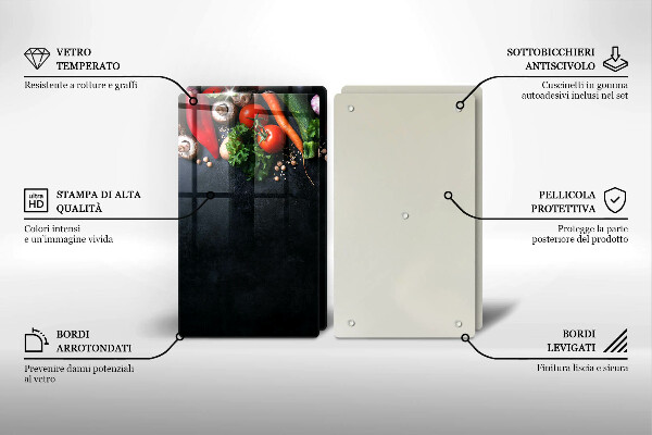 Tocător sticlă Legume colorate