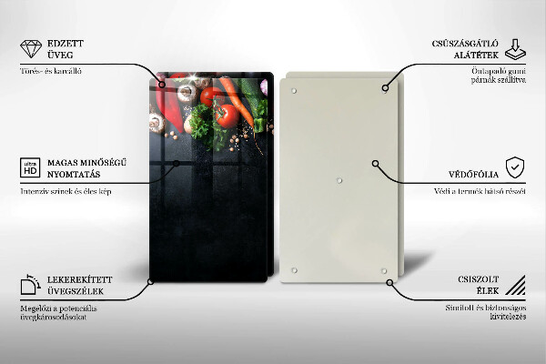 Tocător sticlă Legume colorate