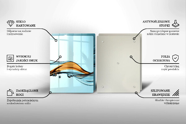 Tocător sticlă Apă pe un fundal albastru