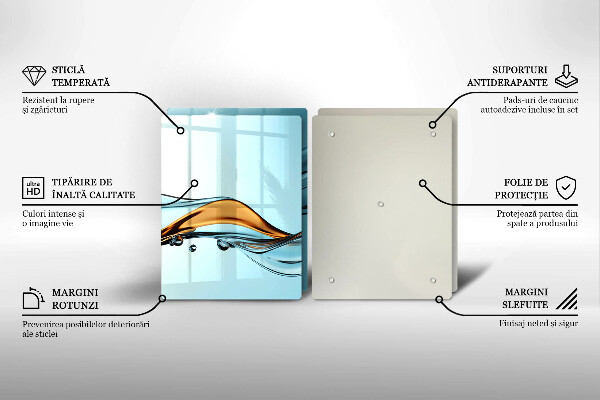 Tocător sticlă Apă pe un fundal albastru