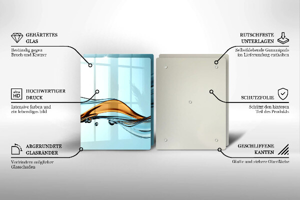 Tocător sticlă Apă pe un fundal albastru