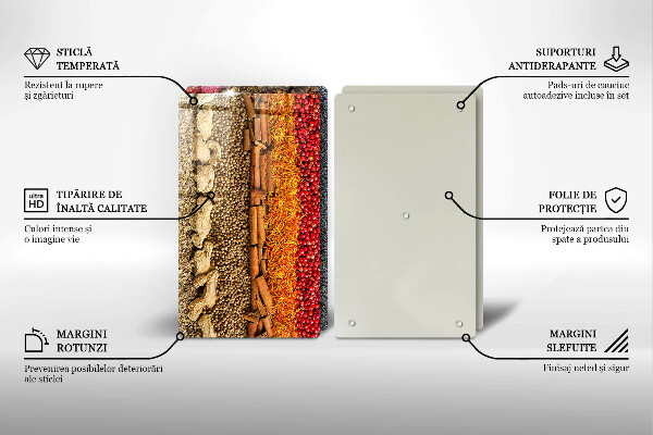Tocător sticlă Condimente colorate