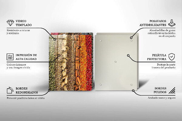 Tocător sticlă Condimente colorate