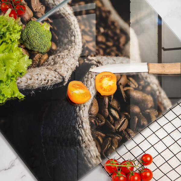 Tocător sticlă Pungi cu boabe de cafea