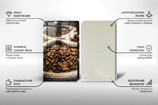 Tocător sticlă Pungi cu boabe de cafea