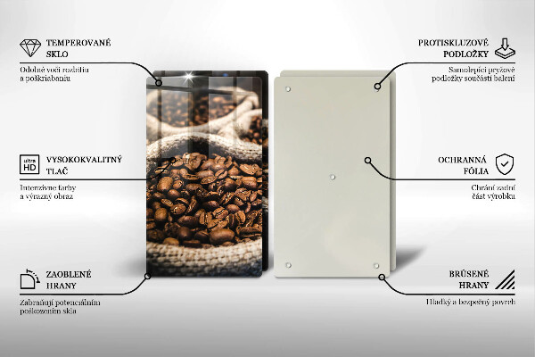 Tocător sticlă Pungi cu boabe de cafea