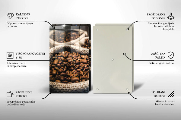 Tocător sticlă Pungi cu boabe de cafea