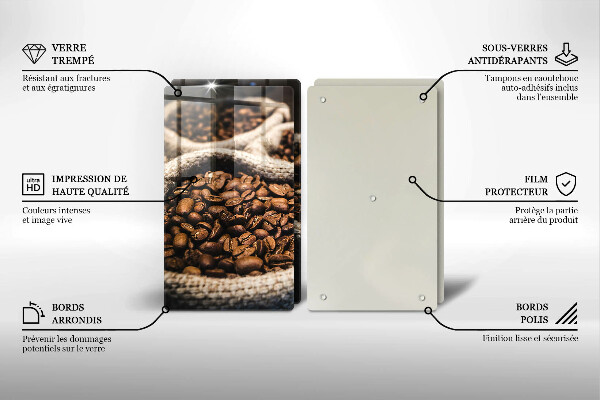 Tocător sticlă Pungi cu boabe de cafea