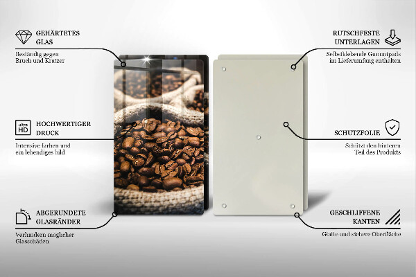 Tocător sticlă Pungi cu boabe de cafea