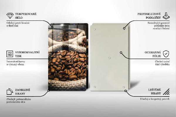 Tocător sticlă Pungi cu boabe de cafea