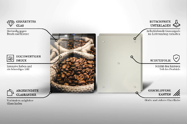 Tocător sticlă Pungi cu boabe de cafea