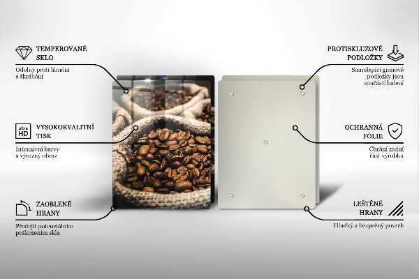 Tocător sticlă Pungi cu boabe de cafea