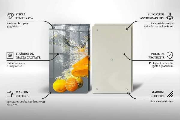 Tocător sticlă Lămâi în apă