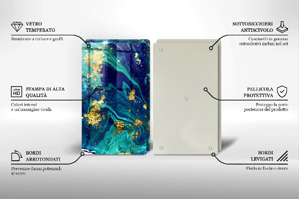 Tocător de bucătărie Abstracție cu aur